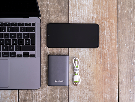 Soultech Platinum Metalik 10000mAh Powerbank-Siyah