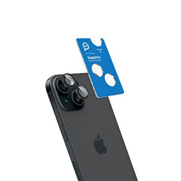 Piili iPhone 15/15 Plus Safir Lens Koruyucu-Siyah