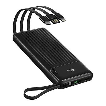 Rock PD Hızlı Şarj 10000 mAh Kablo PowerBank-Siyah