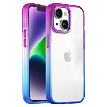 Buff iPhone 14 Plus  Air Bumper Rainbow Kılıf-Mavi