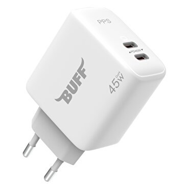 Buff  45W Hızlı Şarj 2 Port Şarj Adaptörü - Beyaz