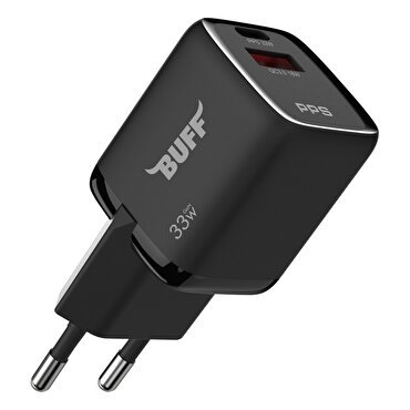 Buff  33W Hızlı Şarj 3 Port Şarj Adaptörü - Siyah