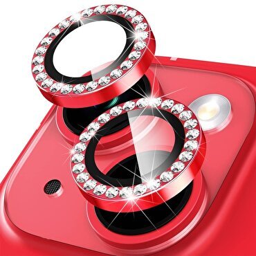 Buff iPhone 14/Plus Diamond Lens Koruyucu-Kırmızı