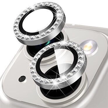 Buff iPhone 14/Plus Diamond Lens Koruyucu-Silver