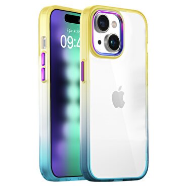 Buff iPhone 15 Plus Air Bumber Rainbow Kılıf-Sarı