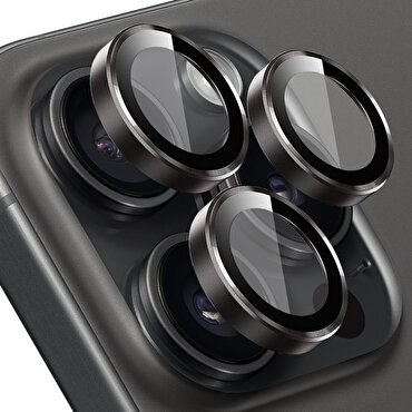 Buff iPhone 15 Pro/Max Metal Lens Koruyucusu-Siyah