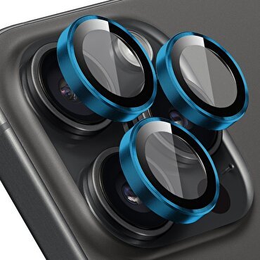 Buff iPhone 15 Pro/Max Metal Lens Koruyucusu-Mavi