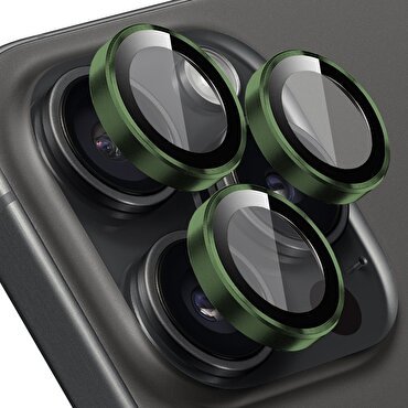 Buff iPhone 15 Pro/Max Metal Lens Koruyucusu-Yeşil