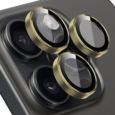 Buff iPhone 15 Pro/Max Metal Lens Koruyucusu-Altın