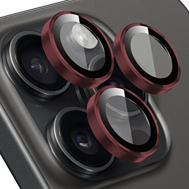 Buff iPhone 15 Pro/Max Metal Lens Koruyucusu-Kırmızı