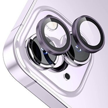 Buff iPhone 15/Plus Metal Lens Koruyucusu - Mor