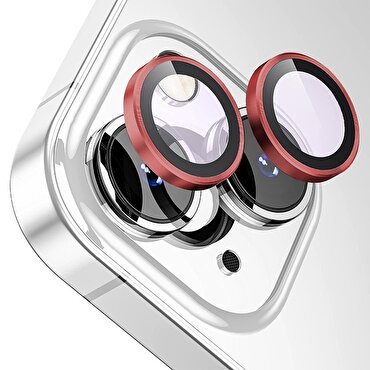 Buff iPhone 15/Plus Metal Lens Koruyucusu-Kırmızı