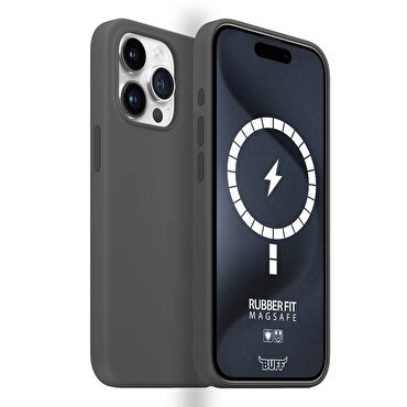 Buff iPhone 15 Pro Magsafe Rubber Fit - Gri