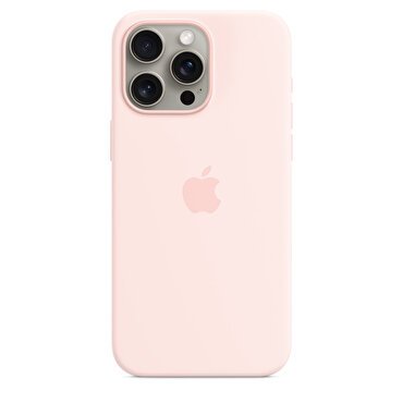 Apple iPhone 15 Pro Max için MagSafe özellikli Silikon Kılıf - Uçuk Pembe