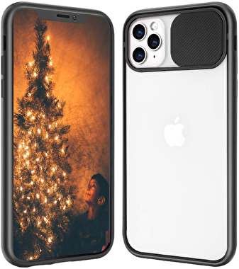 Piili iPhone 11 Pro Max Cam Slide Kılıf - Siyah 6944628910218