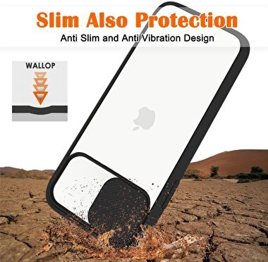Piili iPhone 12 Mini Cam Slide Kılıf - Siyah 6944628911987