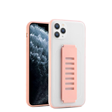 Piili iPhone 11 Pro Max Hand Strap Kılıf - Pembe 6944628929227