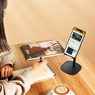 Rock Masaüstü Teleskopik iPhone Standı - Siyah 6941402717780