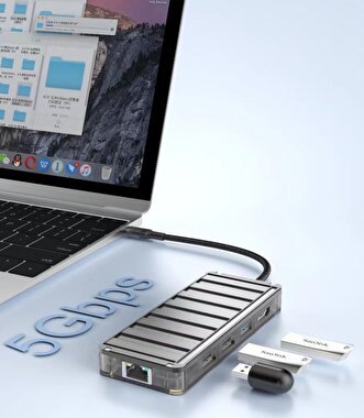 Piili Type-C  5 Portlu Dönüştürücü Adaptör - Siyah 6944629159135
