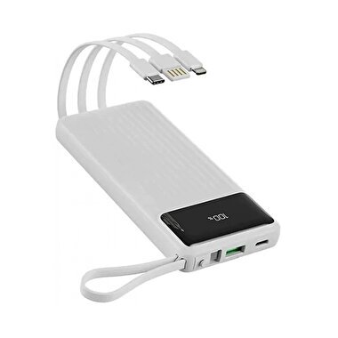 Rock PD Hızlı Şarj 10000 mAh Kablo PowerBank-Beyaz 6974282123327