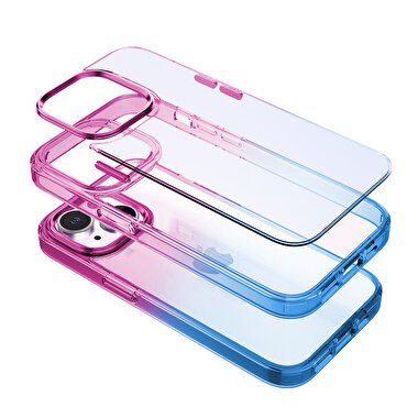 Buff iPhone 14 Plus  Air Bumper Rainbow Kılıf-Mavi 8683548213198