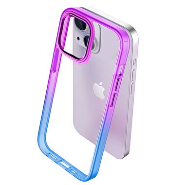 Buff iPhone 14 Plus  Air Bumper Rainbow Kılıf-Mavi 8683548213198