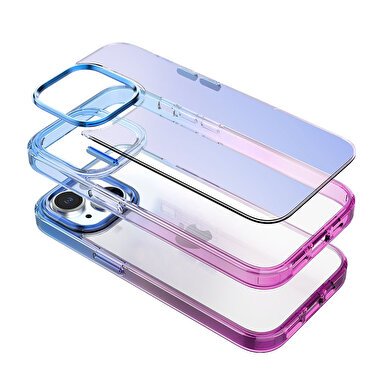 Buff iPhone 14 Plus Air Bumper Rainbow Kılıf-Pembe 8683548213204
