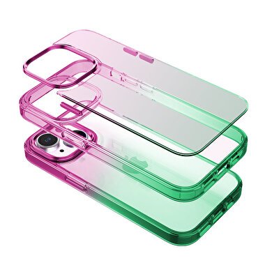 Buff iPhone 14 Plus Air Bumper Rainbow Kılıf-Yeşil 8683548213211