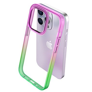 Buff iPhone 14 Plus Air Bumper Rainbow Kılıf-Yeşil 8683548213211