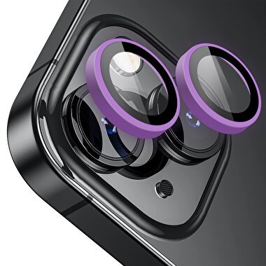 Buff iPhone 14/Plus Neon Metal Lens Koruyucu-Mor 8683548219343