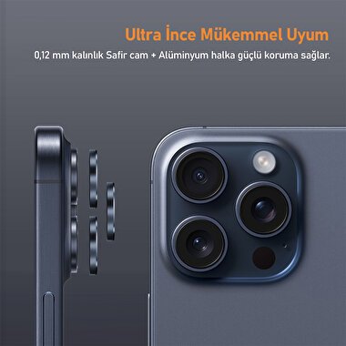 Buff iPhone 15 Pro Max / 15 Pro Titanyum Lens-Mavi 8683548219626