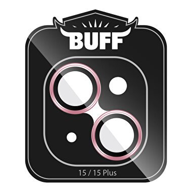 Buff iPhone 15 / Plus Metal Lens Koruyucu - Rose 8683548219657