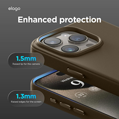 Elago Apple iPhone 15 Pro Max Deri Kılıf - Kahve 8809919812214