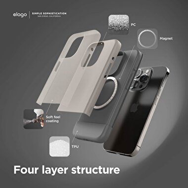 Elago iPhone 15 Pro Max Glide MagSafe Silikon-Krem 8809919816144