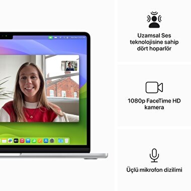 Apple MacBook Air 13' M3 Çip 8 Çekirdekli CPU 8 Çekirdekli GPU 16 GB Bellek 256GB SSD Gümüş  MC8H4TU/A