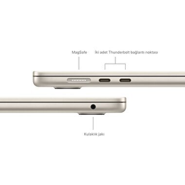Apple MacBook Air 15' M3 Çip 8 Çekirdekli CPU 10 Çekirdekli GPU 16GB Bellek 256GB SSD Yıldız Işığı  MC9F4TU/A