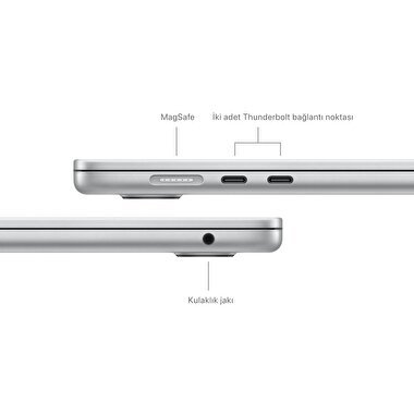 Apple MacBook Air 15' M3 Çip 8 Çekirdekli CPU 10 Çekirdekli GPU 24GB Bellek 512GB SSD Gümüş  MC9J4TU/A