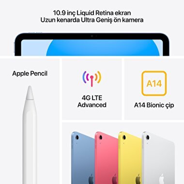 Apple 10.9 inç iPad Wi-Fi + Cellular 64GB - Mavi  MCMK4TU/A