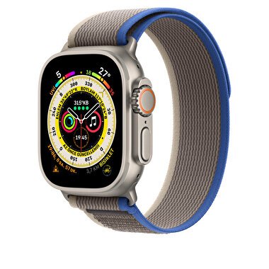 Apple Watch 49mm Mavi/Gri Trail Loop - M/L MQEK3ZM/A