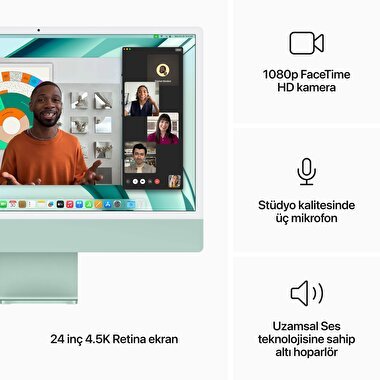 iMac 24 inc 4.5K M3 8CPU 10GPU 8GB 256GB Yeşil  MQRN3TU/A
