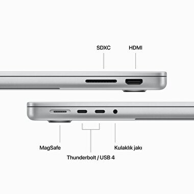 TEŞHİR - MacBook Pro 14 inc M3 8CPU 10 GPU 8GB 512GB Gümüş  MR7J3TU/A