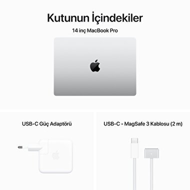 TEŞHİR - MacBook Pro 14 inc M3 8CPU 10 GPU 8GB 512GB Gümüş  MR7J3TU/A