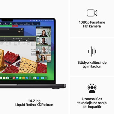 TEŞHİR - MacBook Pro 14 inc M3 Pro 11CPU 14GPU 18GB 512GB Uzay Siyahı  MRX33TU/A