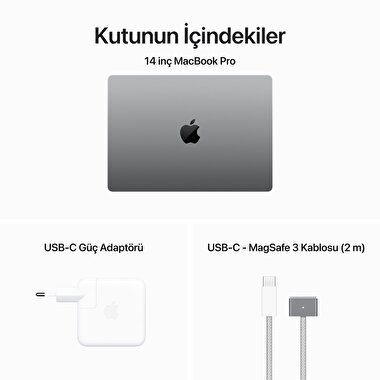 TEŞHİR - MacBook Pro 14 inc M3 8CPU 10GPU 8GB 512GB Uzay Grisi  MTL73TU/A