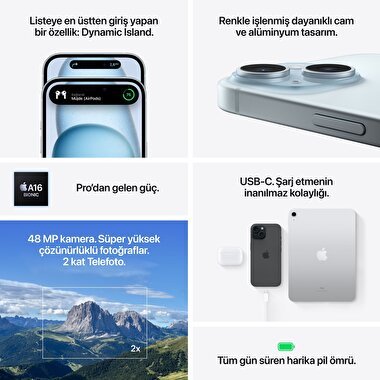 Apple iPhone 15 128GB Yeşil  MTP53TU/A