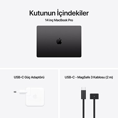 MacBook Pro 14 inç M4 Çip 10CPU 10GPU 16GB Bellek 1TB SSD  Uzay Siyahı  MW2V3TU/A