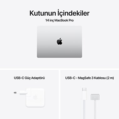 MacBook Pro 14 inç M4 Çip 10CPU 10GPU 16GB Bellek 1TB SSD Gümüş MW2X3TU/A