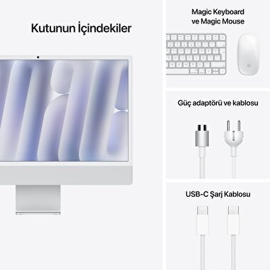 Apple iMac 24inc Retina 4.5K, M4 8-core CPU, 8-core GPU, 16GB Bellek, 256GB SSD, Gümüş  MWUC3TU/A