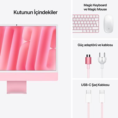 Apple iMac 24inc Retina 4.5K, M4 8-core CPU, 8-core GPU, 16GB Bellek, 256GB SSD, Pembe -  MWUG3TU/A MWUG3TU/A