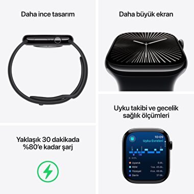 Apple Watch Series 10 GPS 42mm Simsiyah Alüminyum Kasa  Mürekkep Moru Spor Loop  MWWG3TU/A